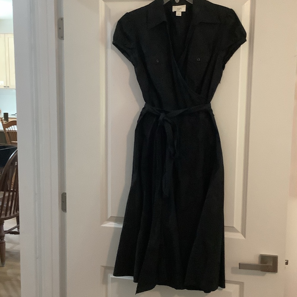 LOFT Black Midi Wrap Dress